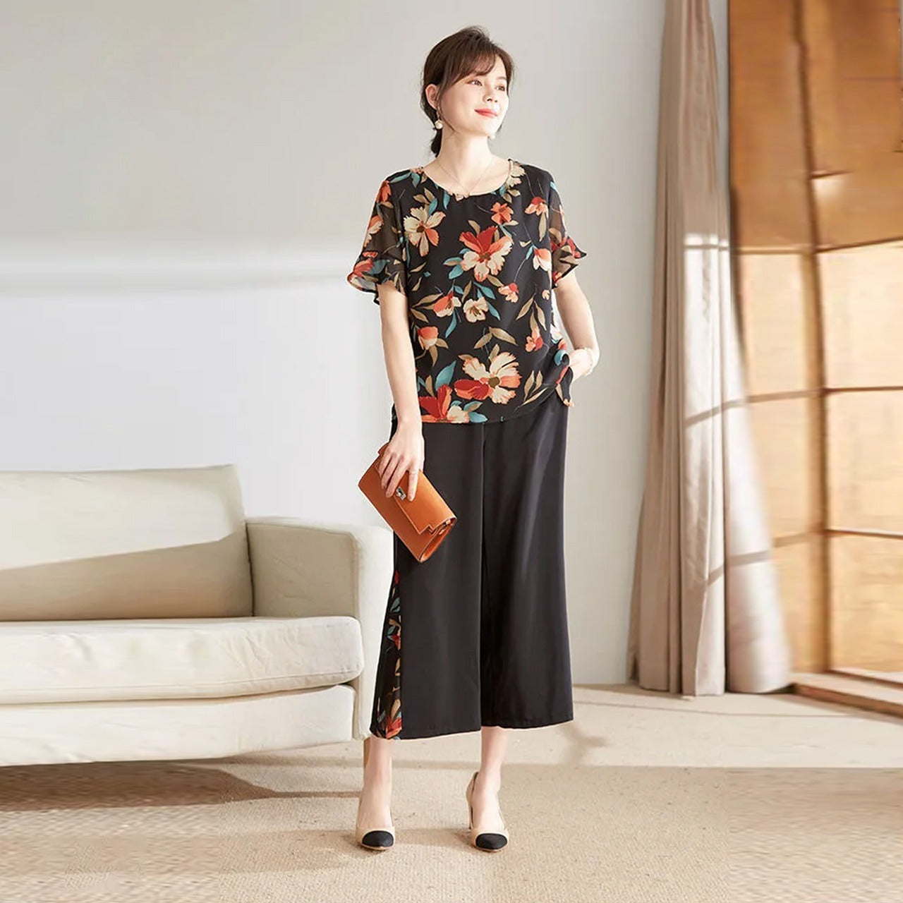 Floral Printed Fashion Latest Top & Palazzo Pants for Women