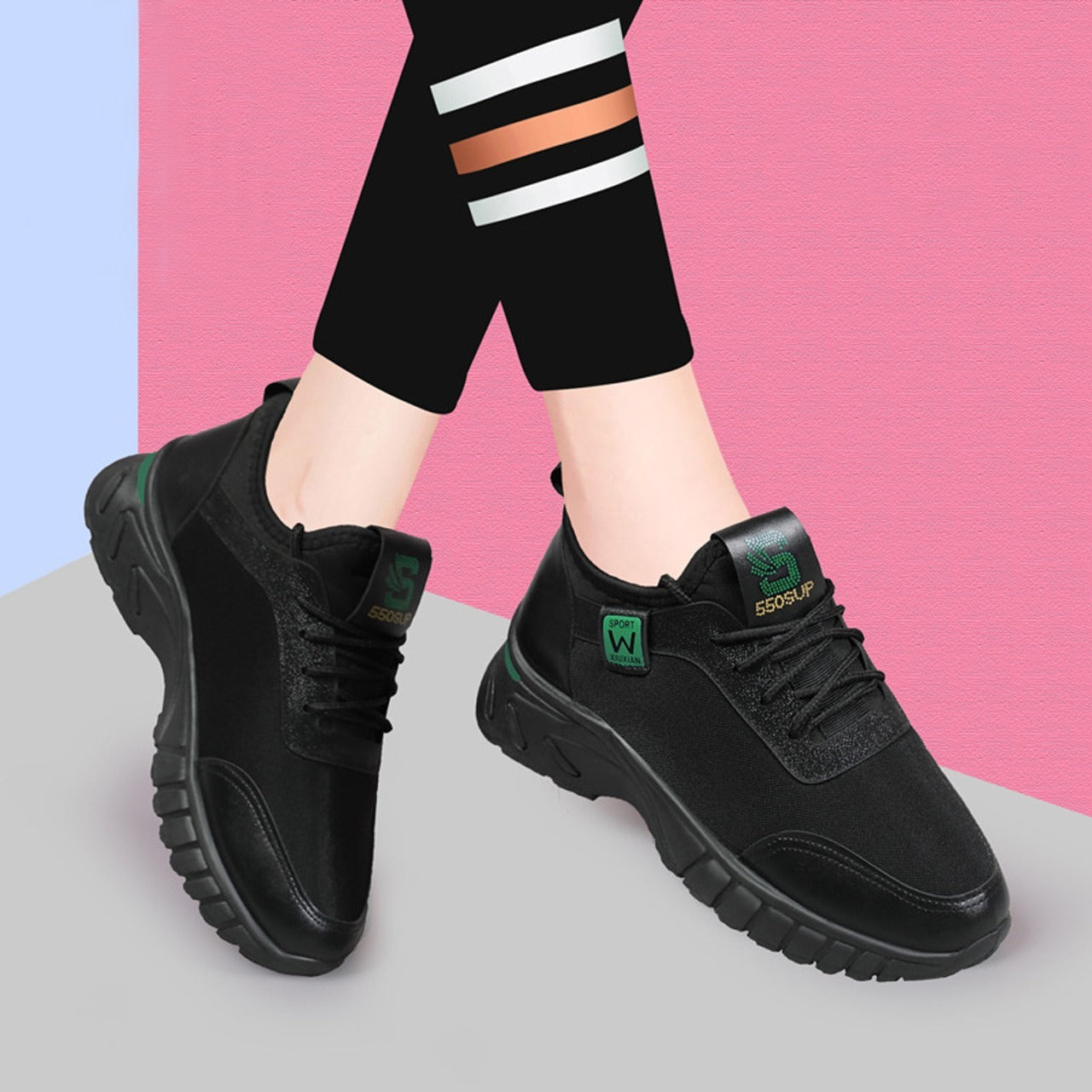 New Solid Color Mesh Sports Fashion Casual Sneakers for Women