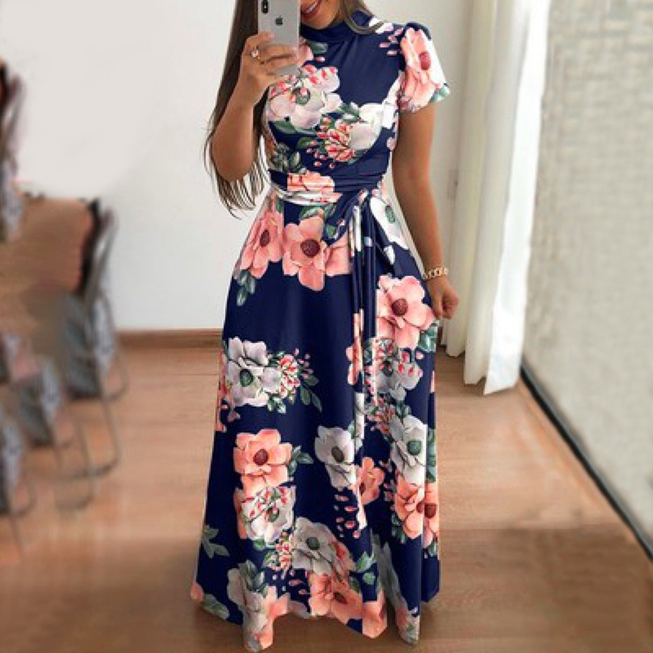 Maxi Length Floral Designer Dress for women