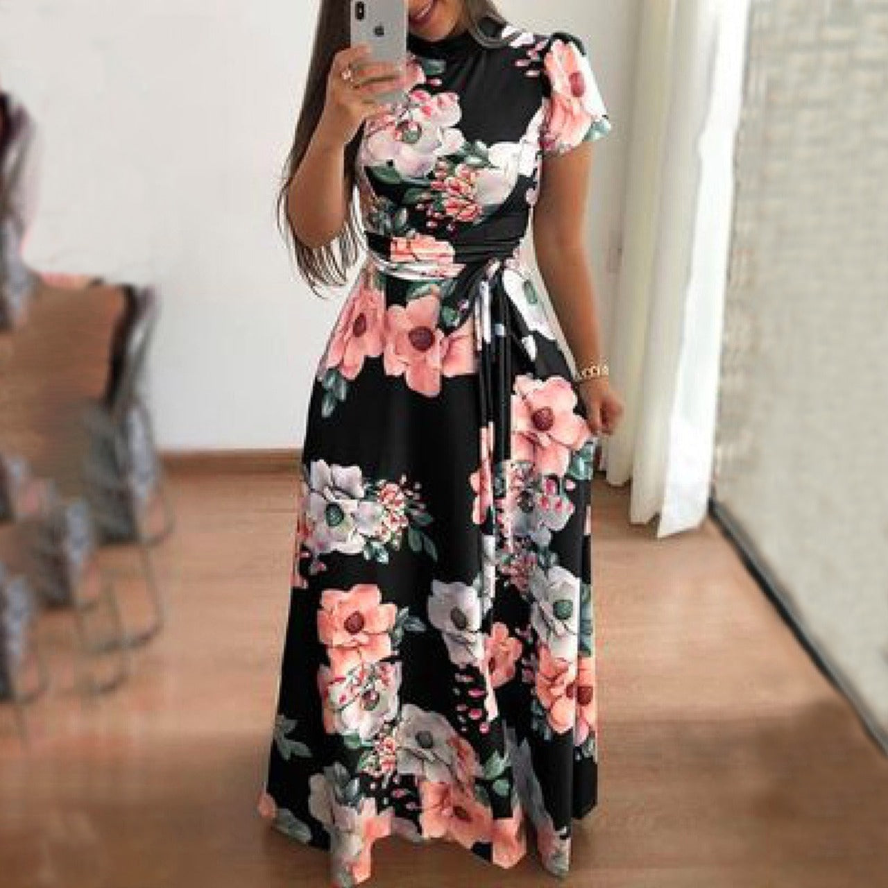 Maxi Length Floral Designer Dress for women