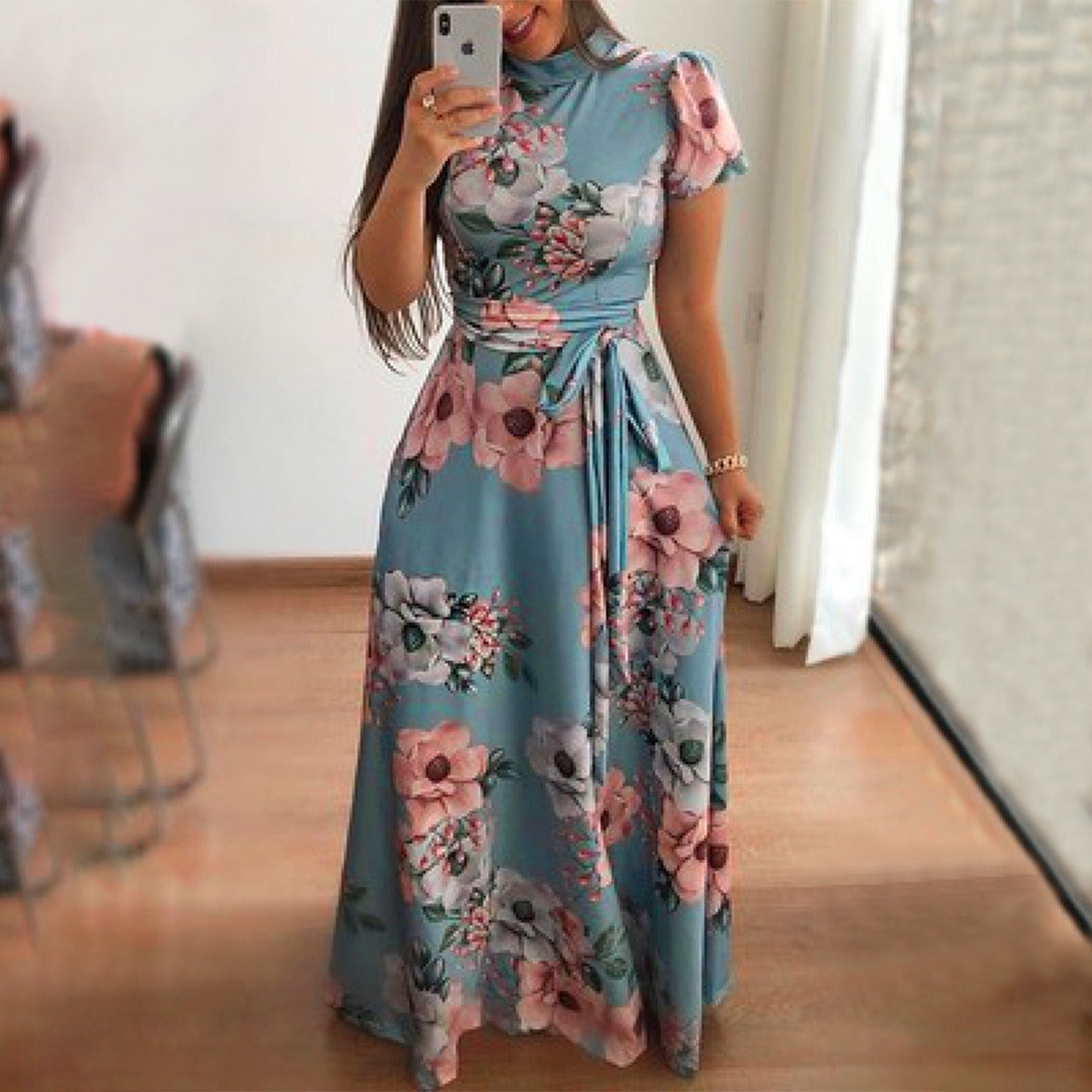Maxi Length Floral Designer Dress for women