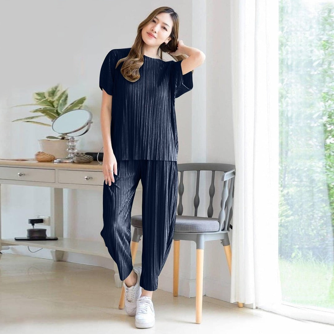 Solid Striped Style Casual Summer Fashion Fit T-shirt & Top for Women