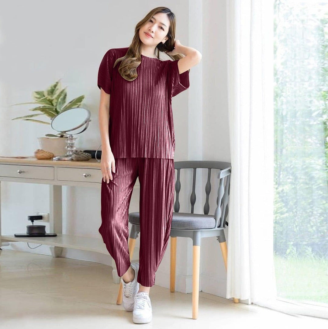 Solid Striped Style Casual Summer Fashion Fit T-shirt & Top for Women