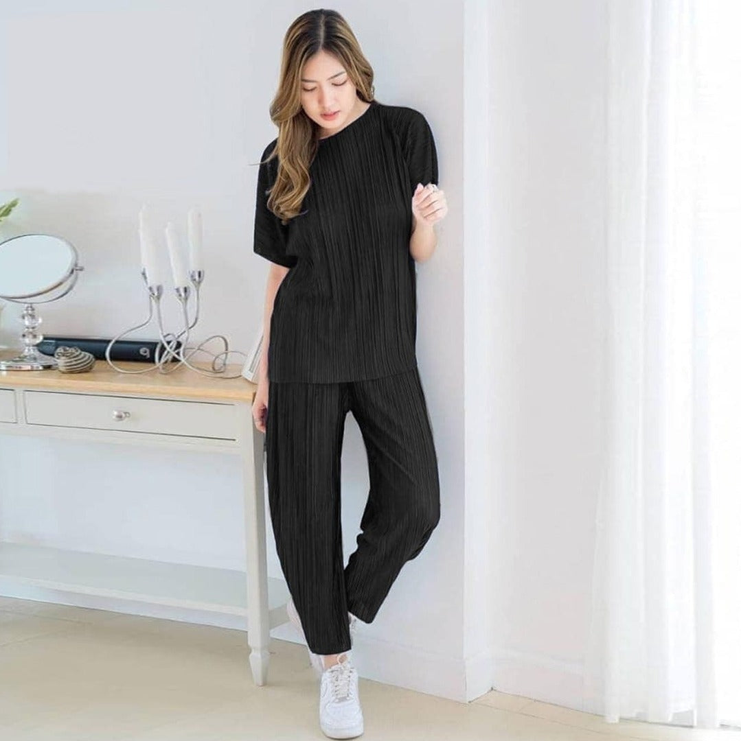 Solid Striped Style Casual Summer Fashion Fit T-shirt & Top for Women