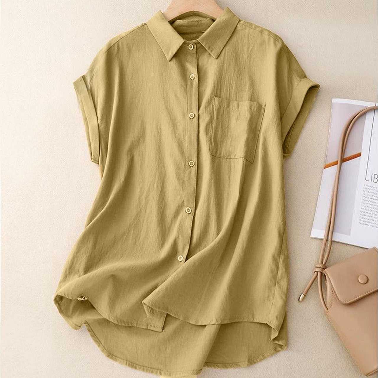 New Solid Color Short Sleeve Shirt for Women