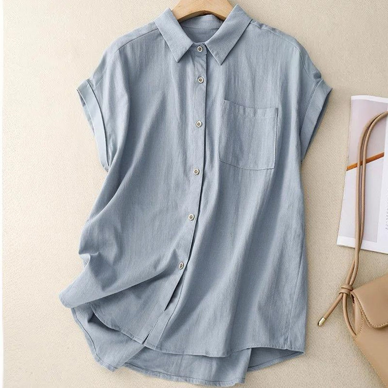 New Solid Color Short Sleeve Shirt for Women