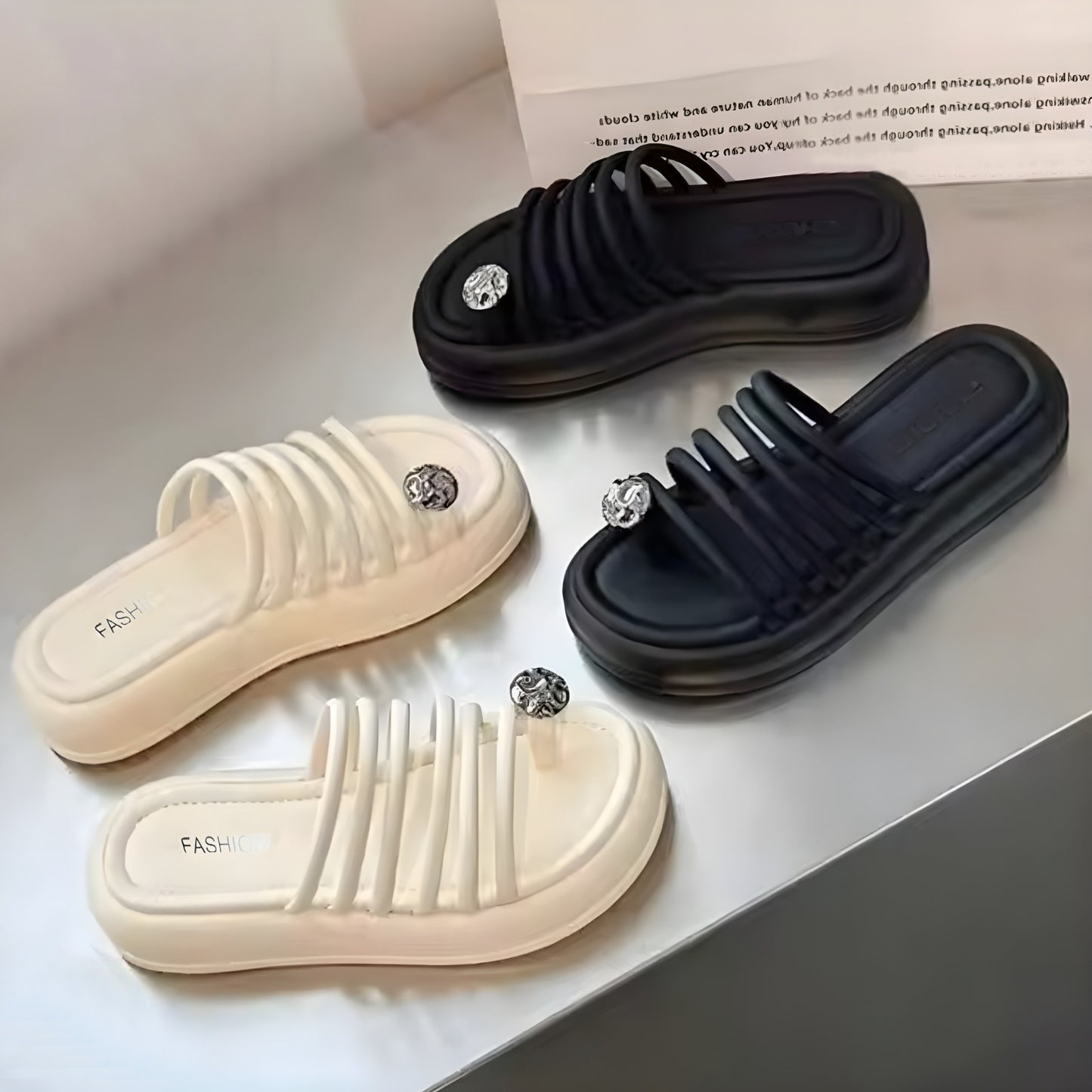 Strapped Pattern Metal Decor Casual Solid Sandals for Women