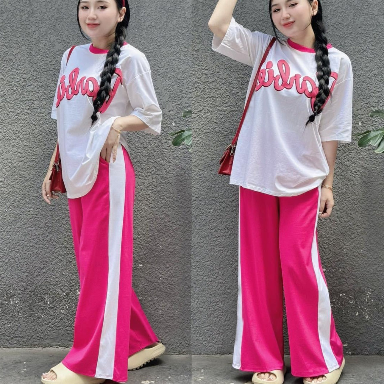 Korean Fashion Long Sleeve Casual T-shirt & Pant for Women