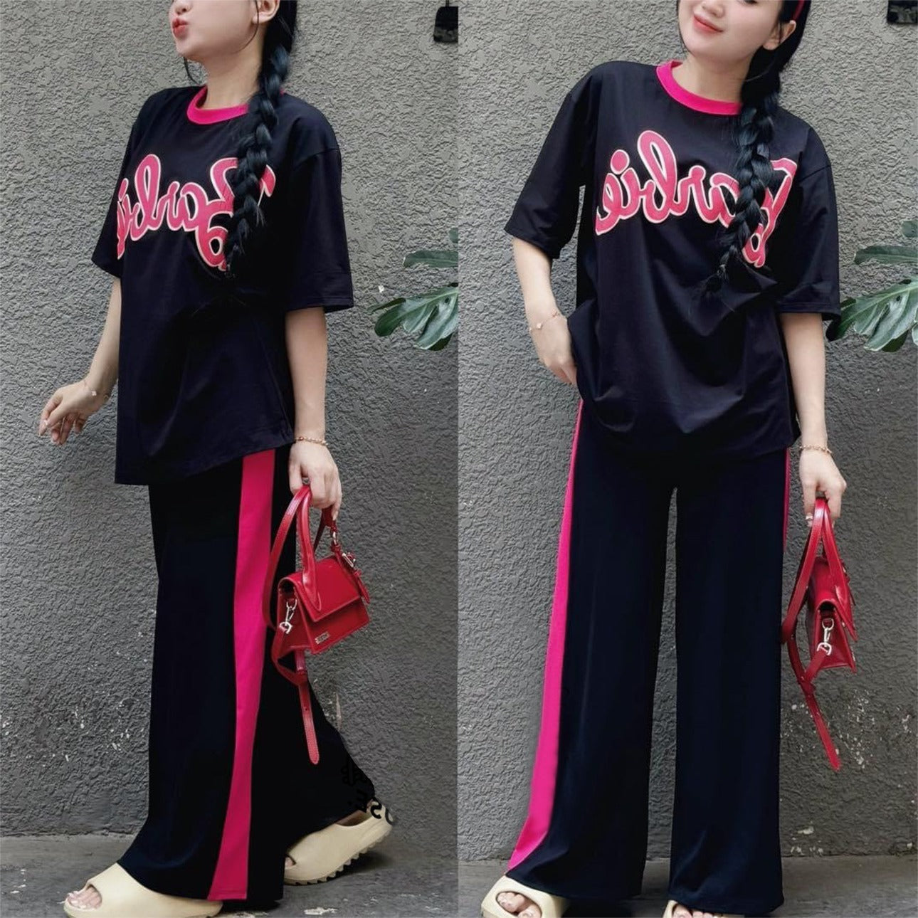 Korean Fashion Long Sleeve Casual T-shirt & Pant for Women