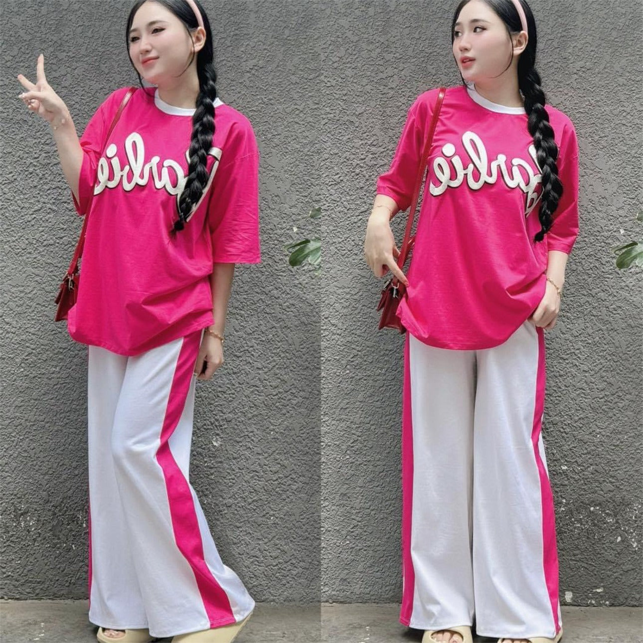 Korean Fashion Long Sleeve Casual T-shirt & Pant for Women