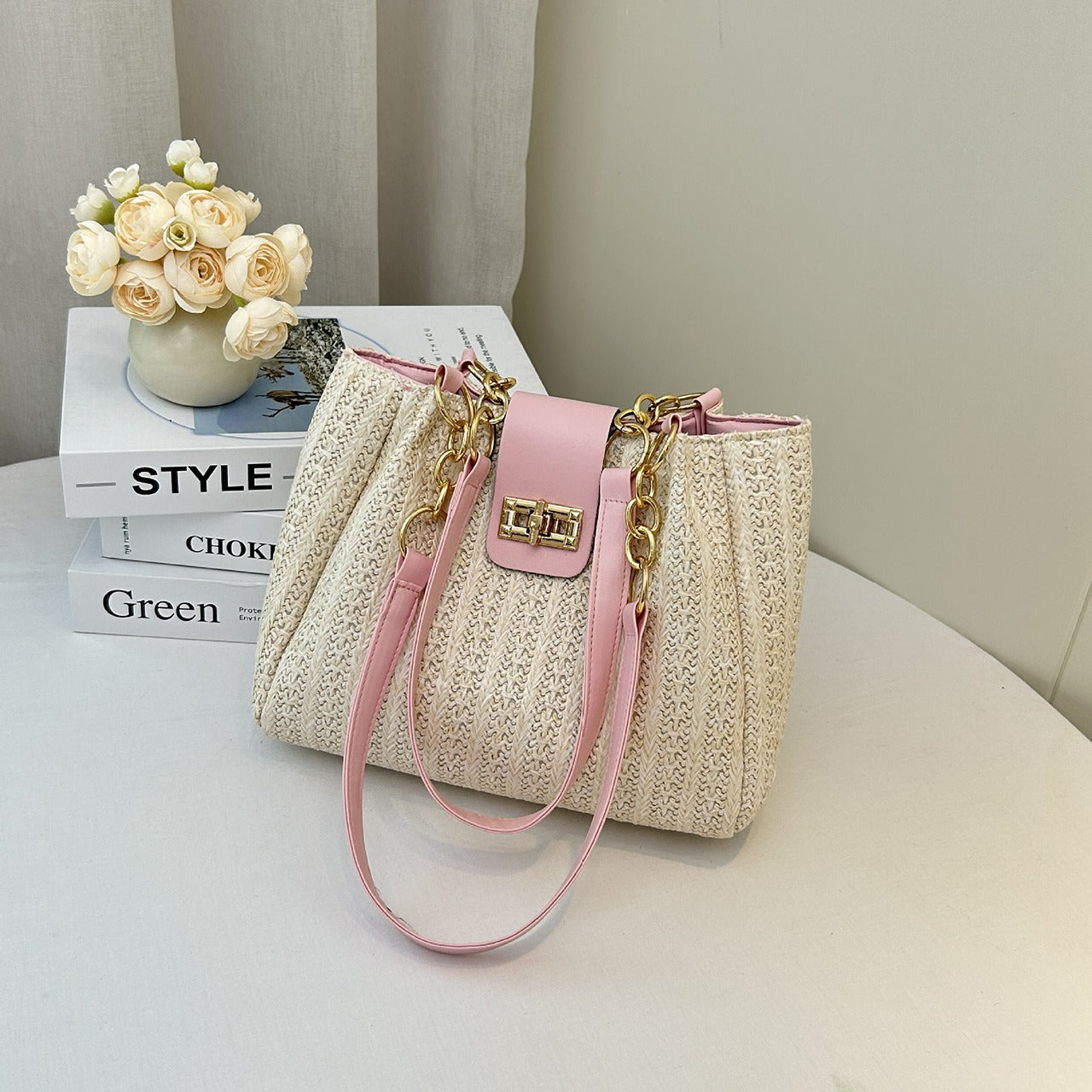 Woven Large Capacity Hand Shoulder Bag for Women