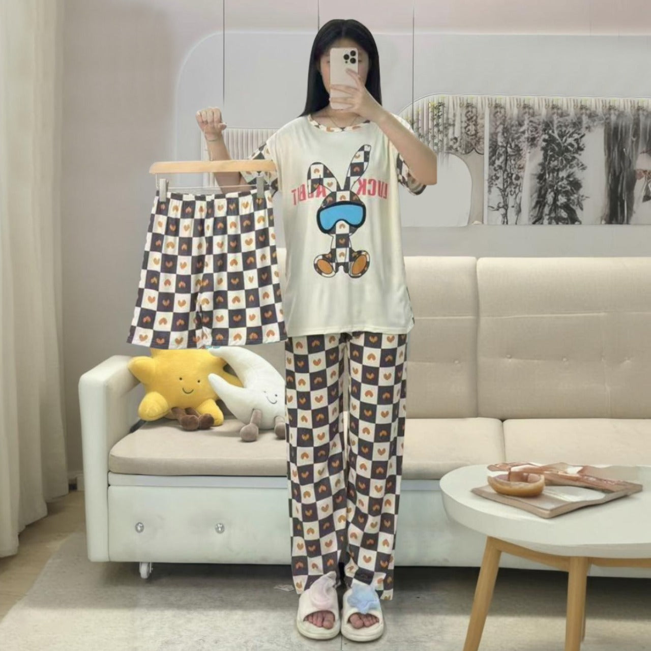 Printed Fashion Round Neck t-shirt & Pajama Pants for Women
