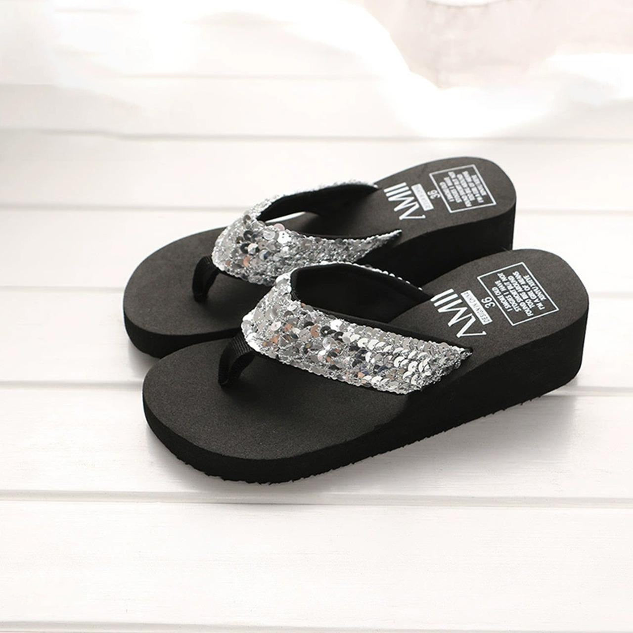 Rhinestone Pattern Slipper Thick Bottom Sandals for Women