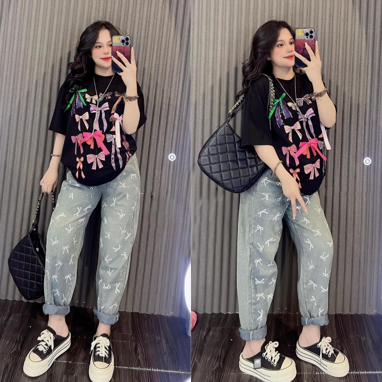 Printed Fashion Short Sleeve T-shirt & Pants for Women