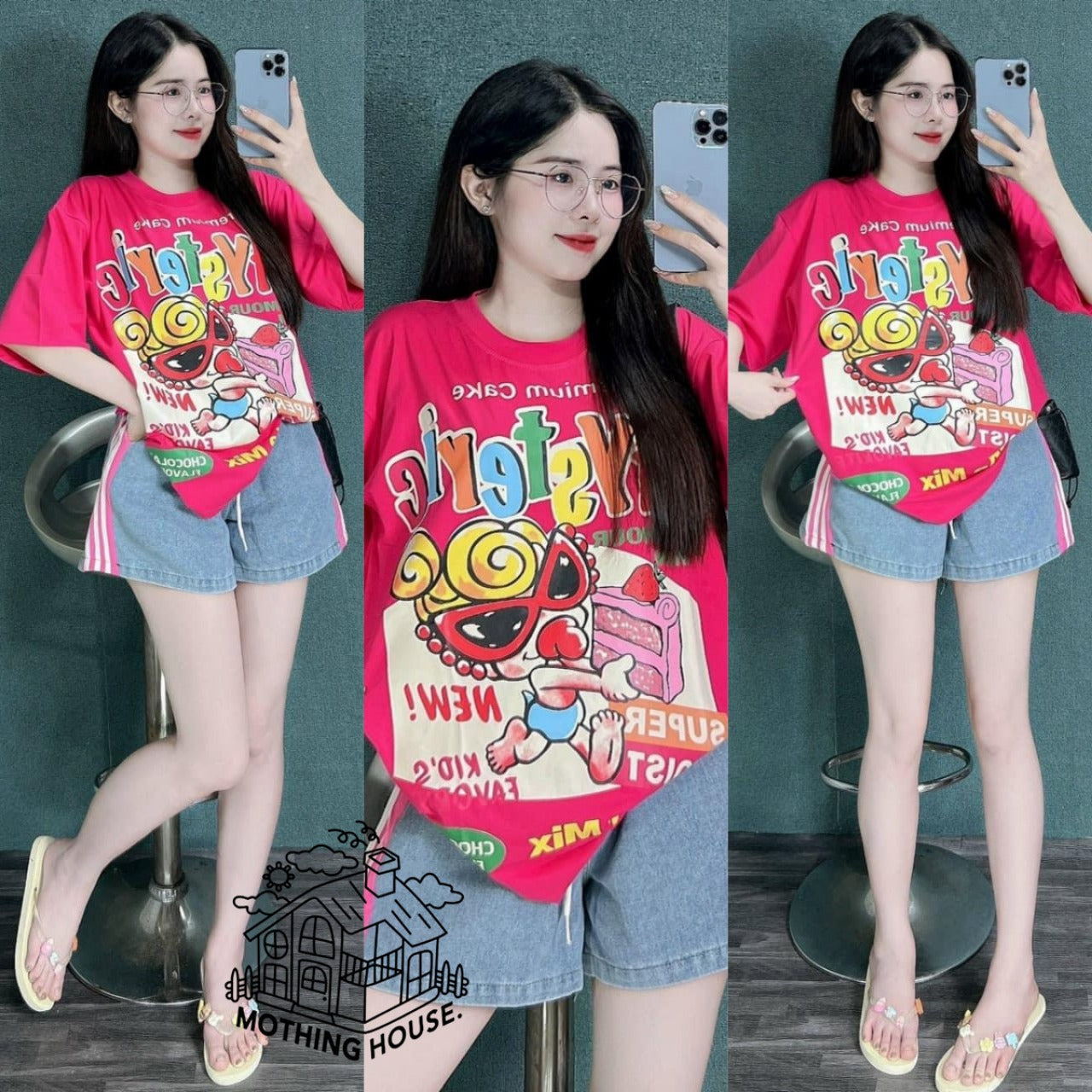Text Graphics Printed Fashion T-shirt & Shorts for Women