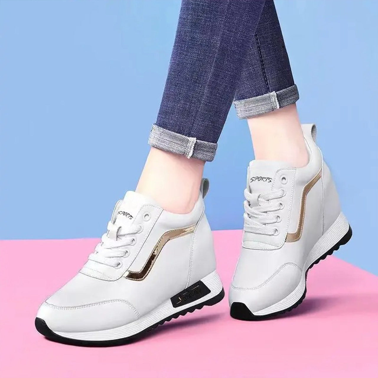 Height Increasing Vulcanized Style Outdoor Sneakers for Women