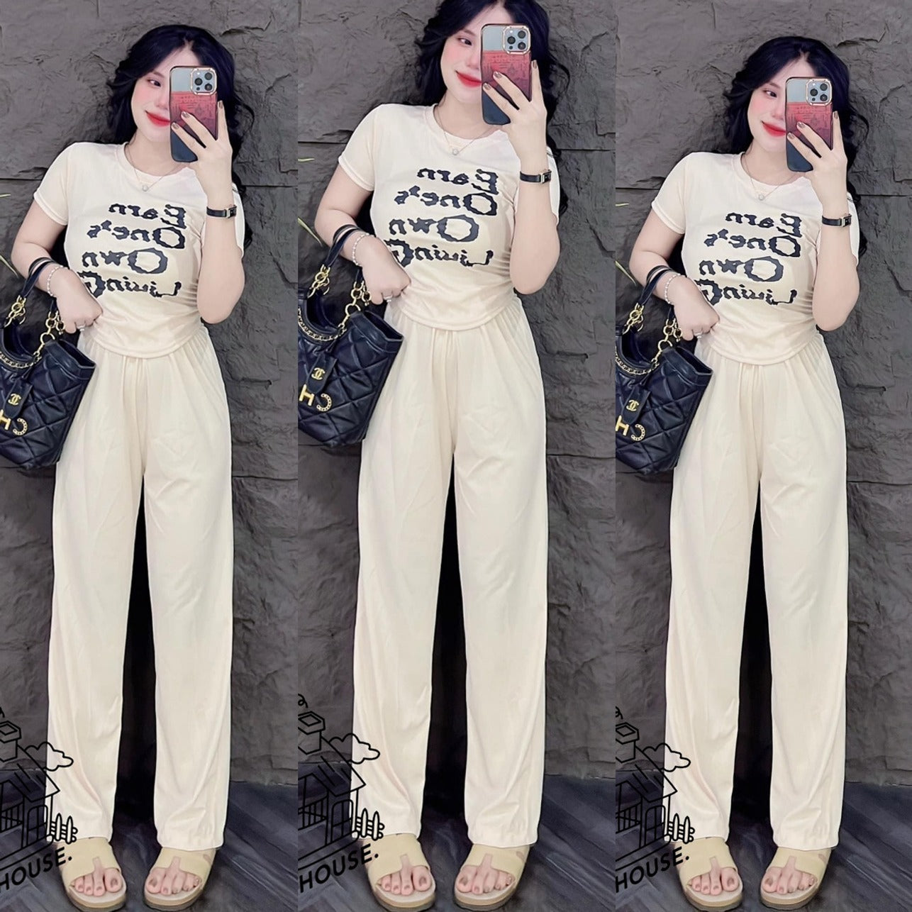 Smart Short Sleeve Fashion T-shirt & Long Pants for Women