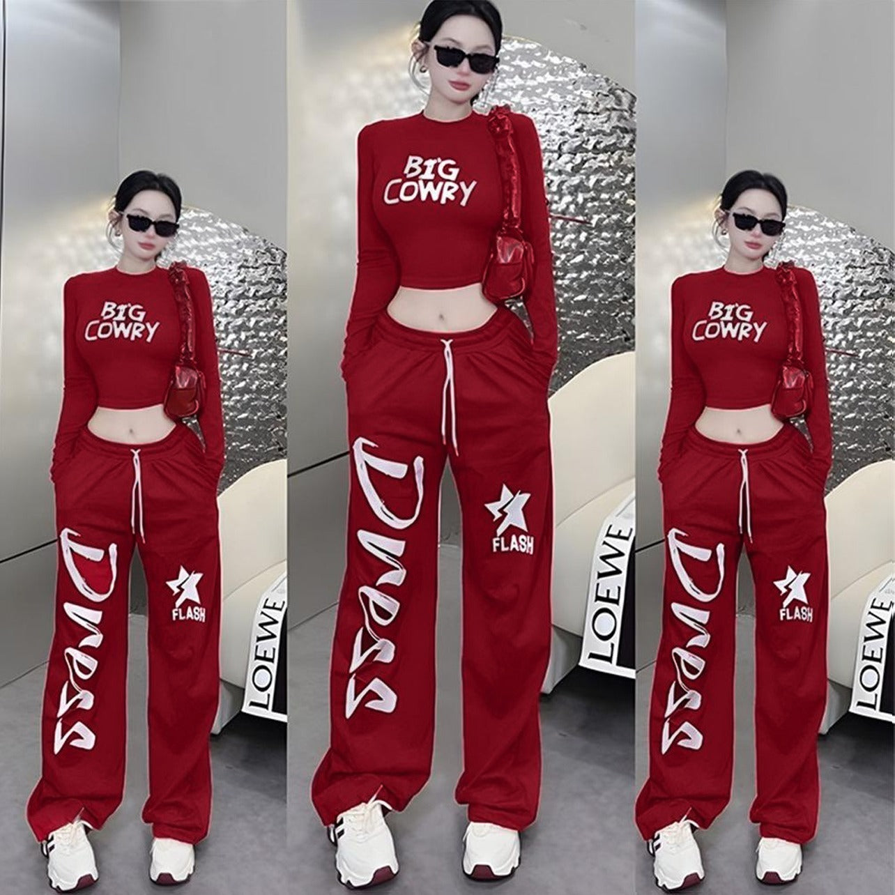 Hip Hop Fashion Printed Dance Costume Top & Pants for Women