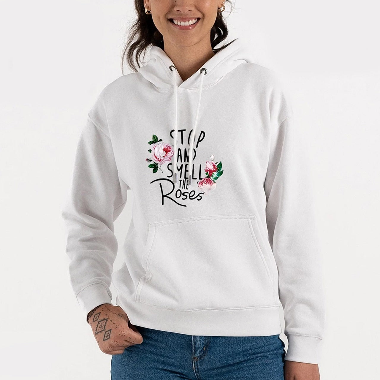 New Rose Printed Fashion Casual Full Sleeve Hoodies for Women