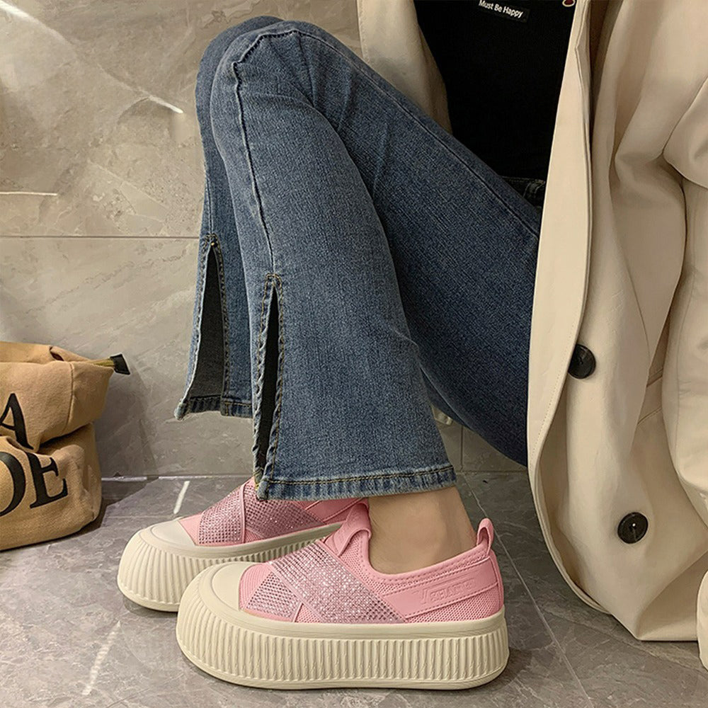 Summer Style Thick Sole Casual Slip On Breathable Mesh Shoes for Women