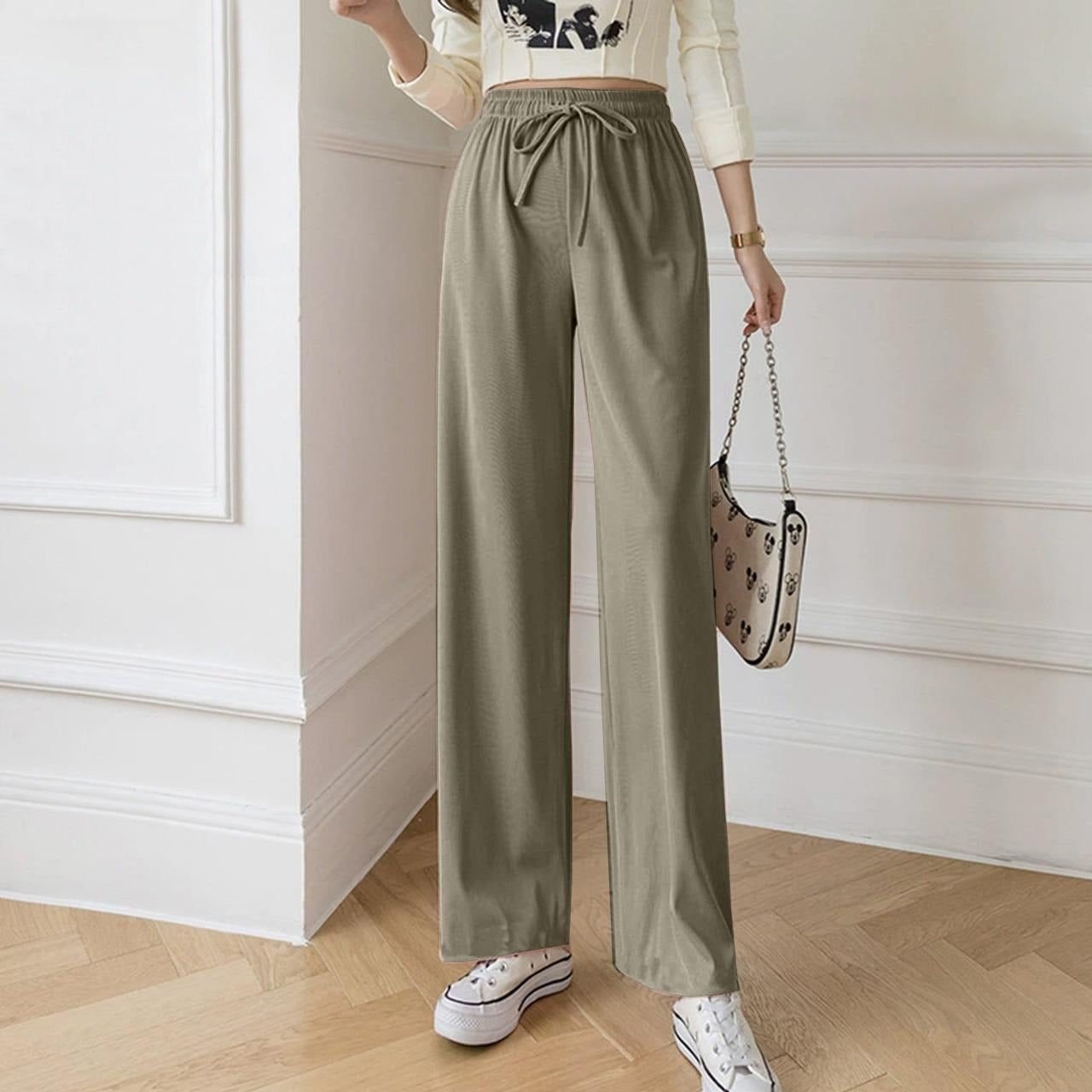 Latest Drawstring Ice Silk Wide Leg Pants for Women