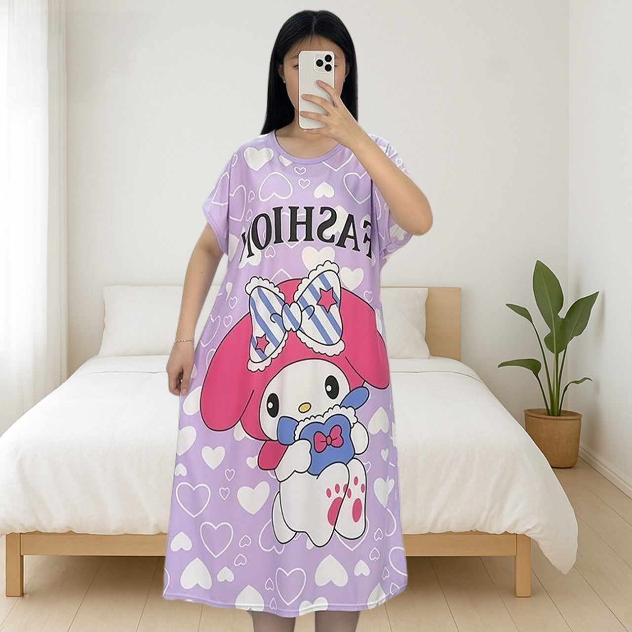Summer Short Sleeve Printed T-shirt Long Top for Women
