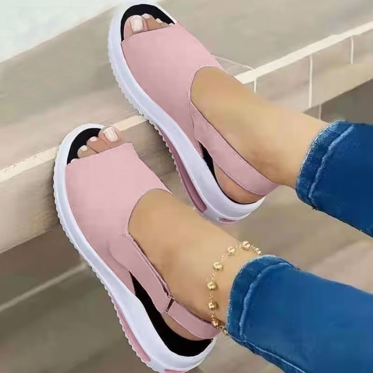 New Platform Slide Toe Open Ankle Strap Sandals for Women