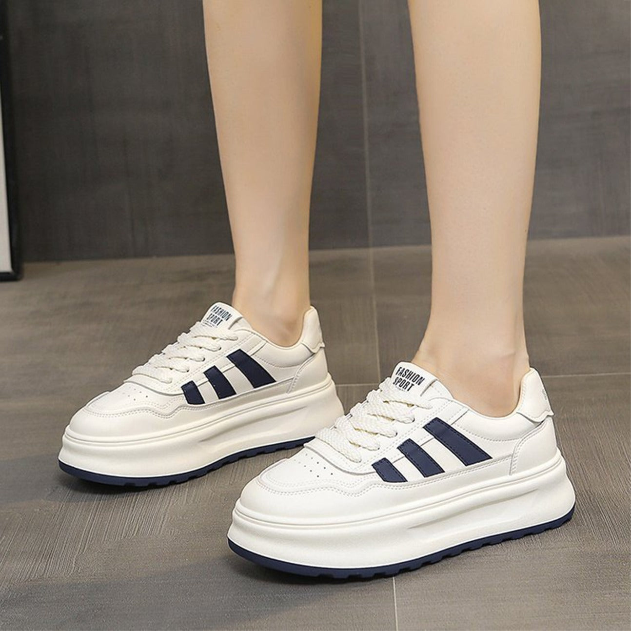 Thick Sole Lace Up Sneaker Shoes for Women