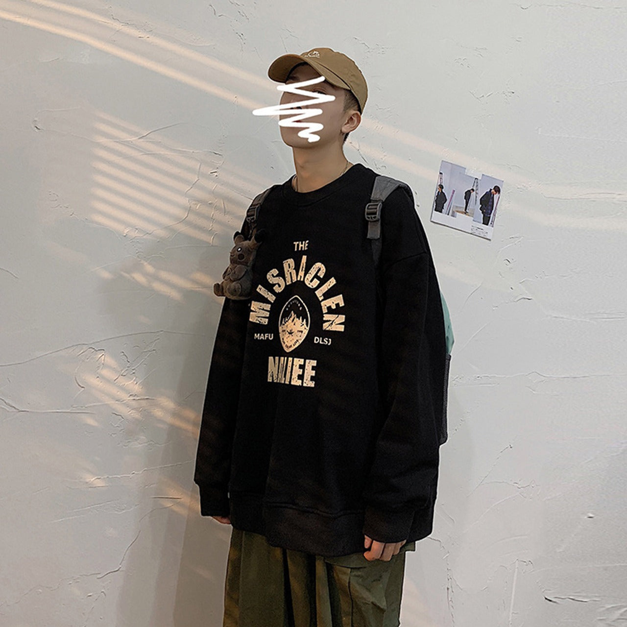 Round Neck Printed Short Sleeve Fashion Loose Fit Sweatshirt for Men