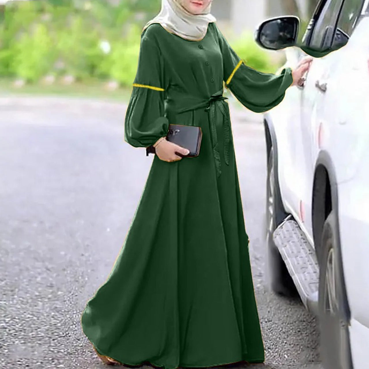 Solid Color Long Sleeve Abaya Prayer Dress for Women