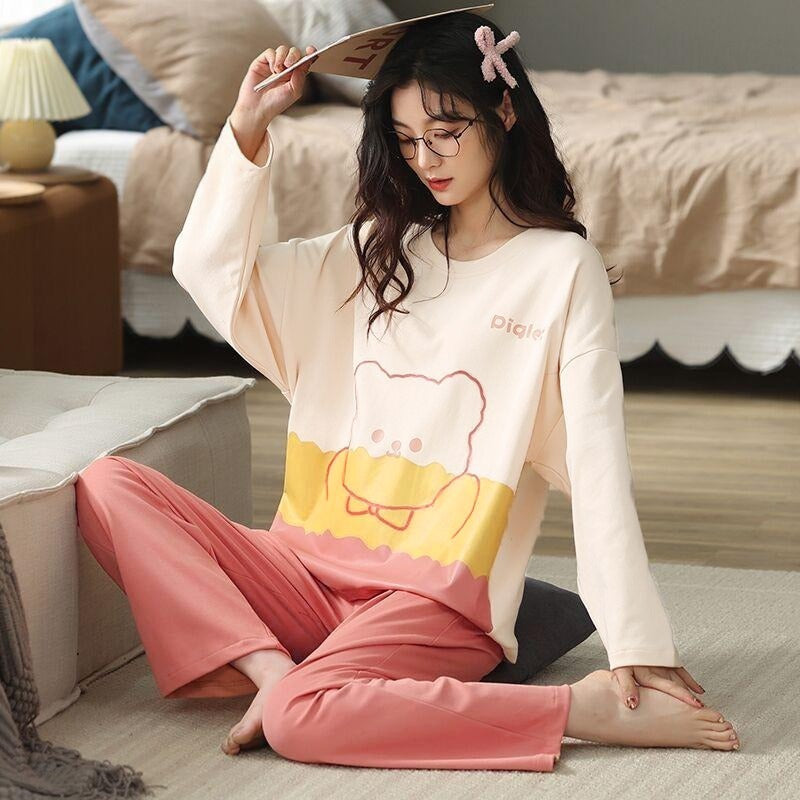 New Full Sleeve Style Graphic Printed Pajamas for Women