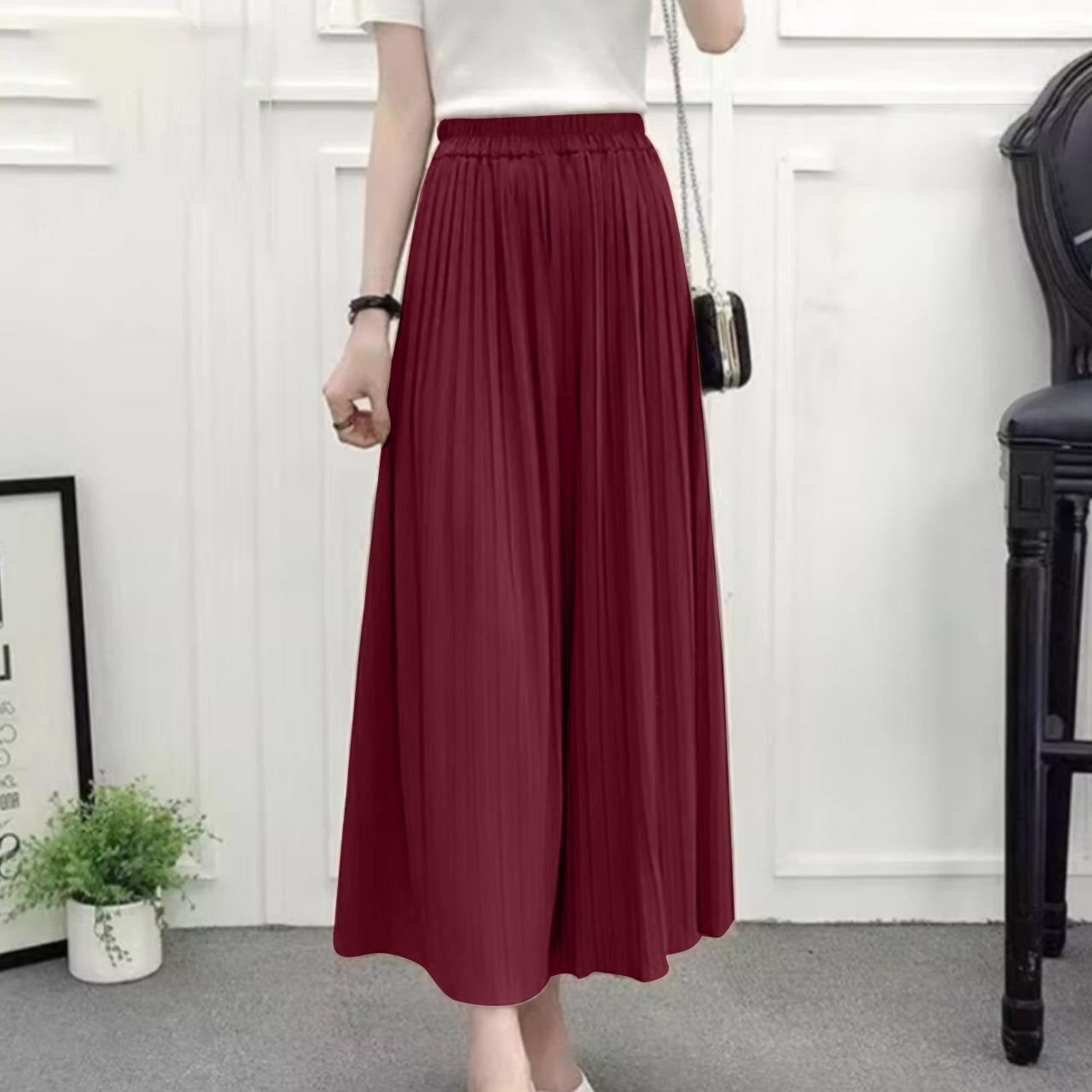 Korean Fashion Solid Wide Leg Loose Pant for Women