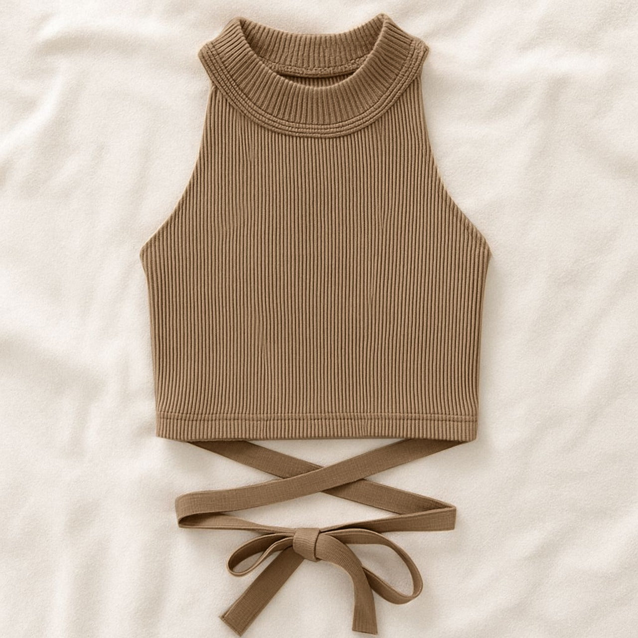 Solid Ribbed Fashion High Neck Fashion Tank Top for Women