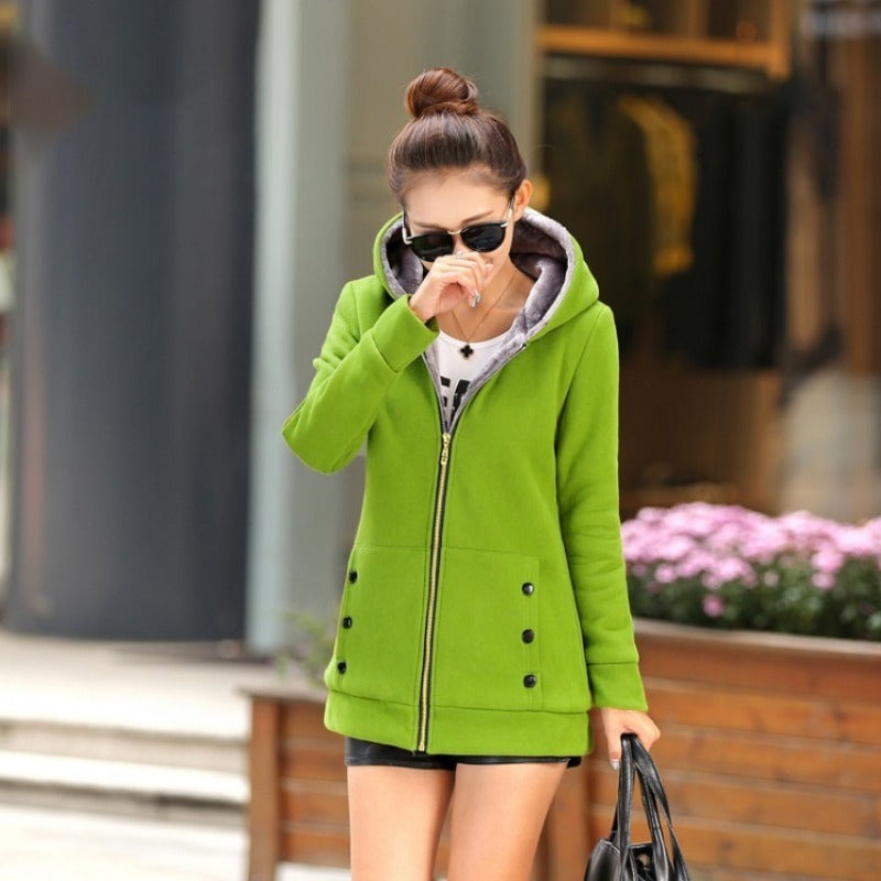 Solid Color Outdoor Fashion Hooded Jacket For Women