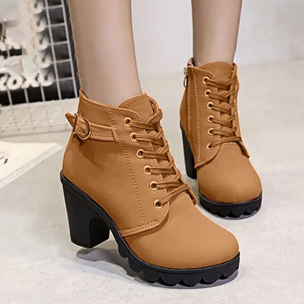 Latest High Top Solid Leather Ankle Boots for Women