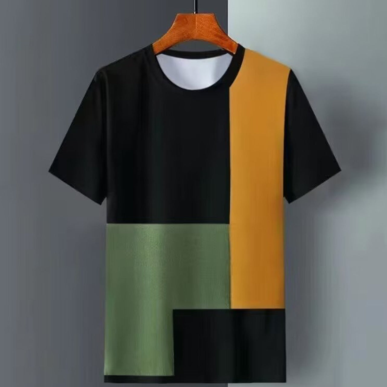 Color Block Fashion Design Short Sleeve T-shirt for Men