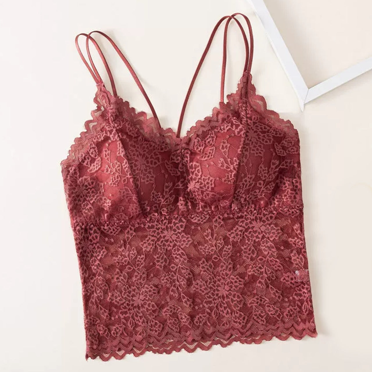 Solid Lace Vest Thin Shoulder Fashion Camisole Top for Women