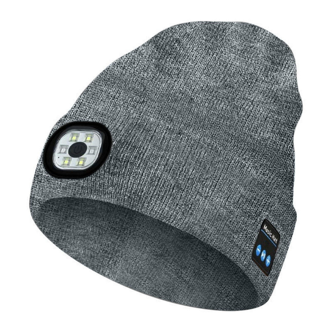 Beanie Cap with Rechargeable Light and Wireless Bluetooth Headphones