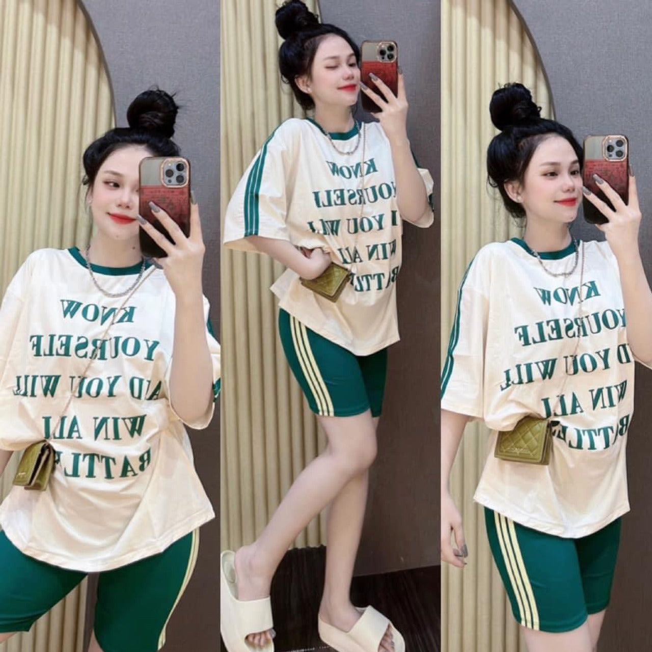 Text Printed Fashion Top & Bottom Shorts for Women