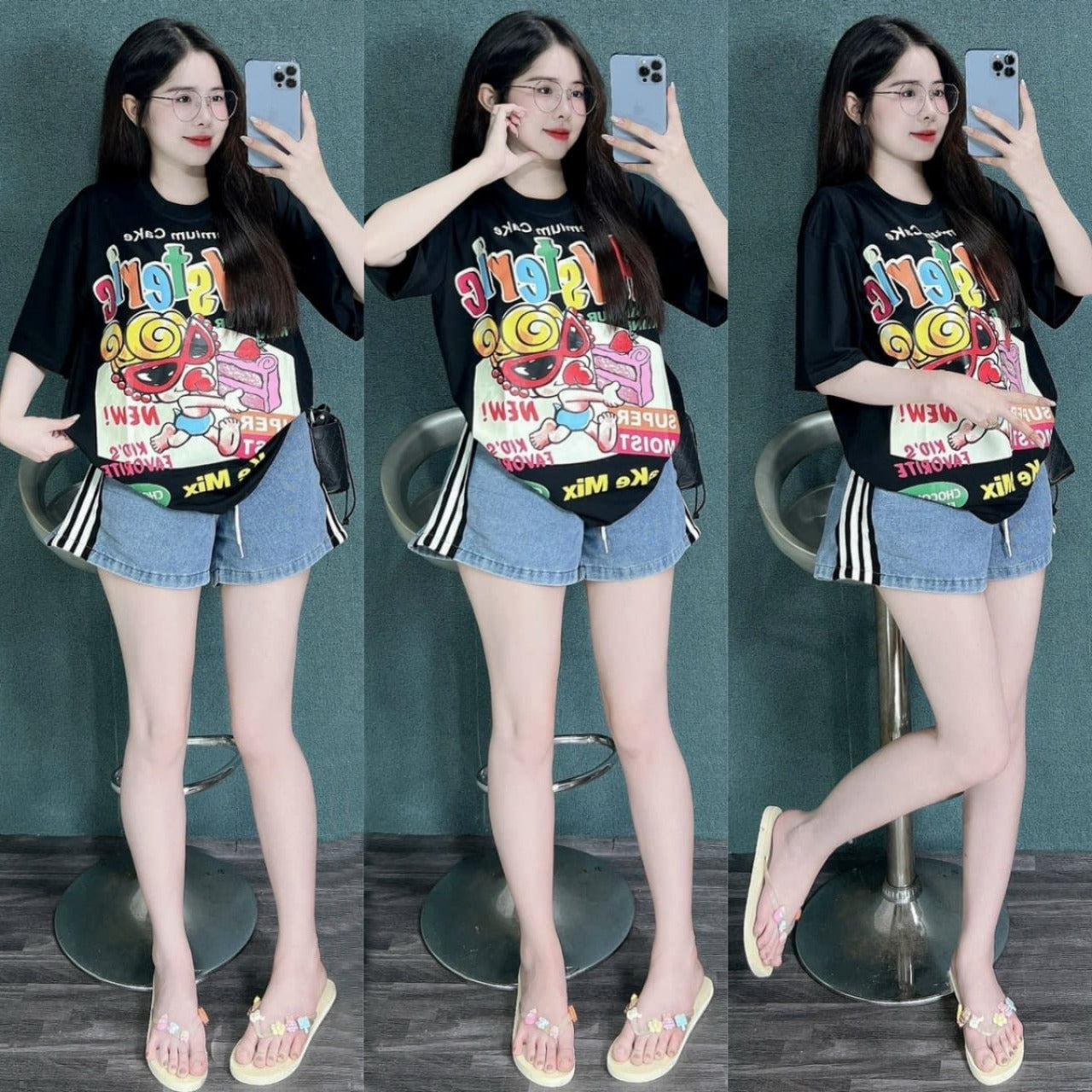 Text Graphics Printed Fashion T-shirt & Shorts for Women