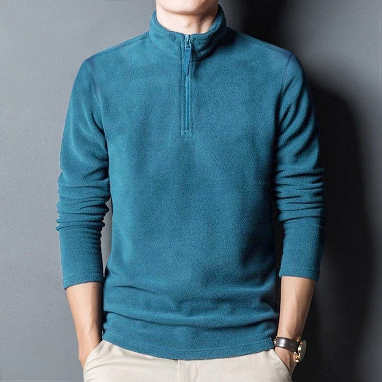 Solid Color Full Sleeve Turtleneck Fashion Pullover for Men