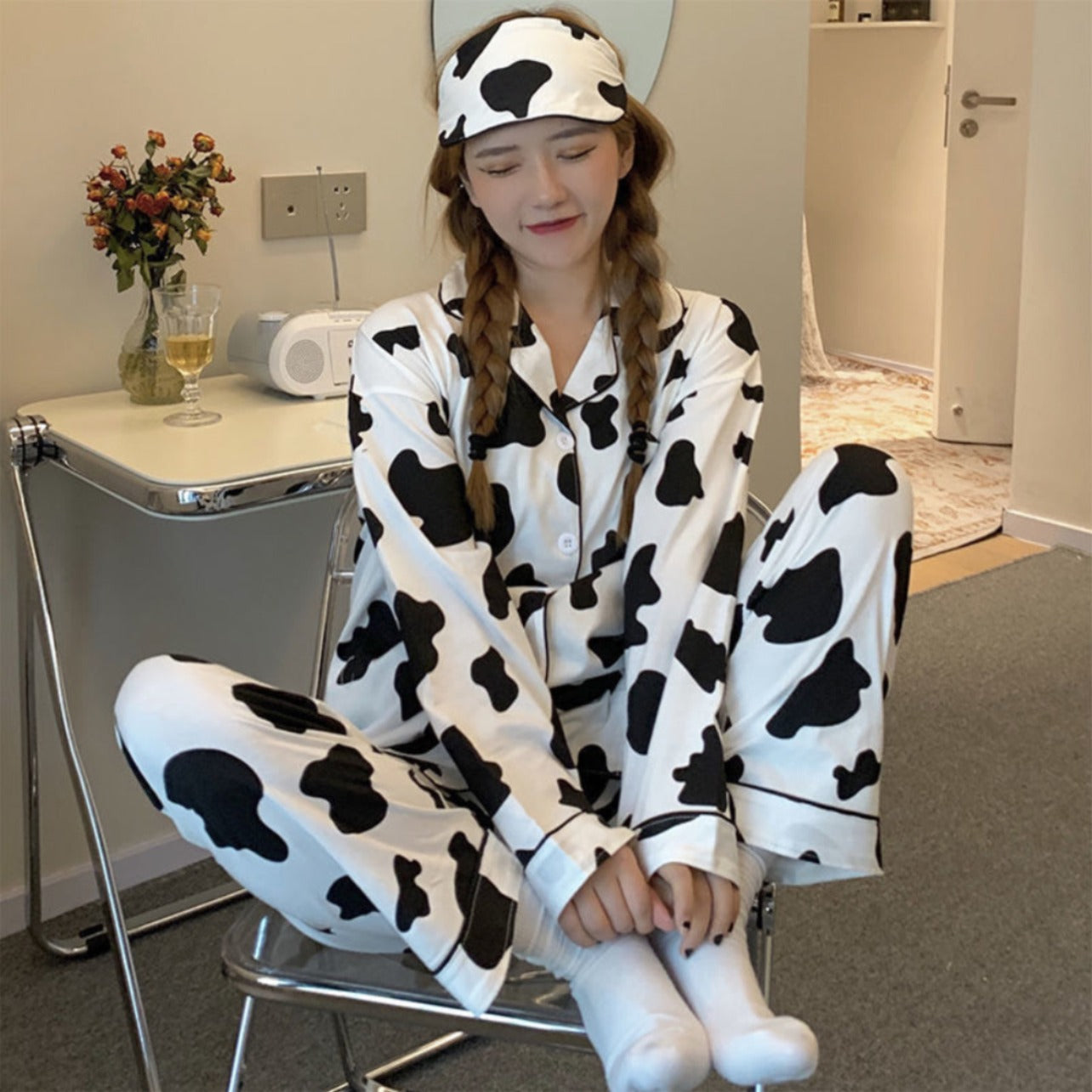 New Solid Designer Pattern Pajamas for Ladies