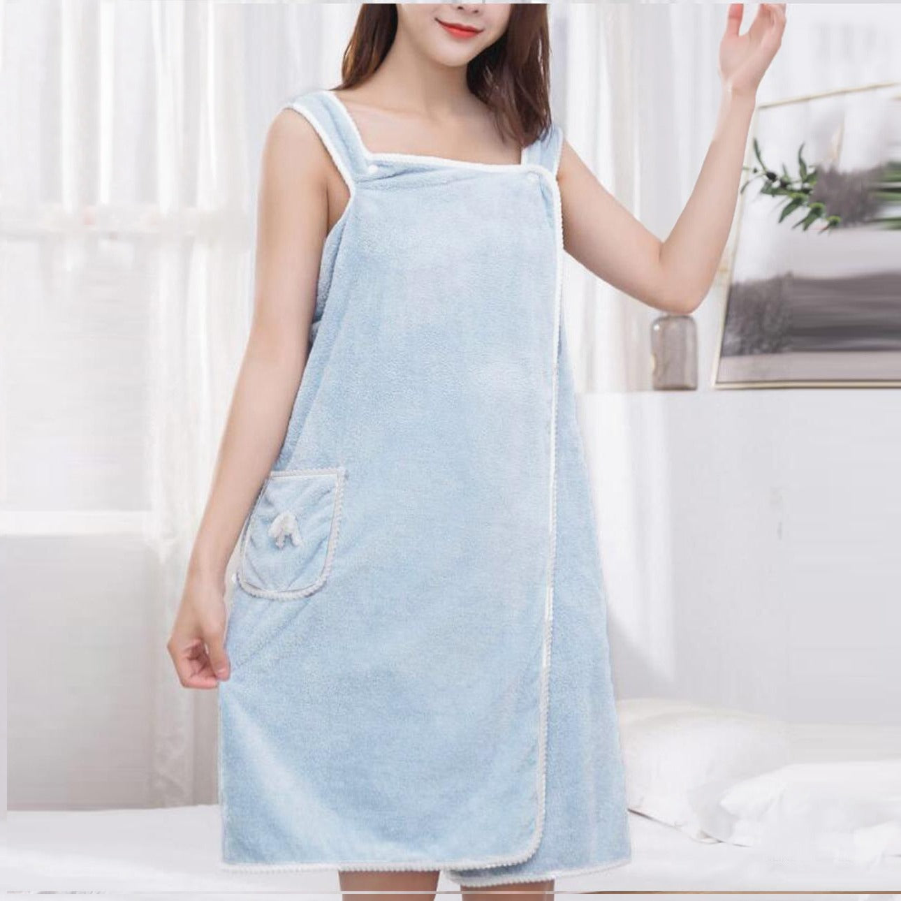 Solid Microfiber Shower Bath Quick-Drying Towel for Ladies