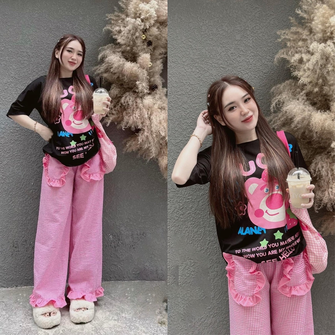 Street Wear Graphics Printed Fashion T-shirt & Long Pants for Women