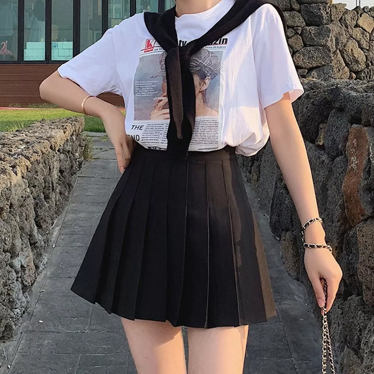 Short Pleated Style High Waist Solid Color Classy Short Tennis Skirts for Ladies