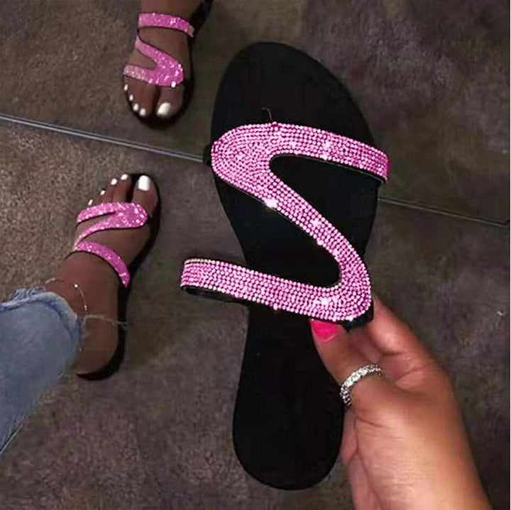 Roman S Style Glittering Crystal Sandals for Women