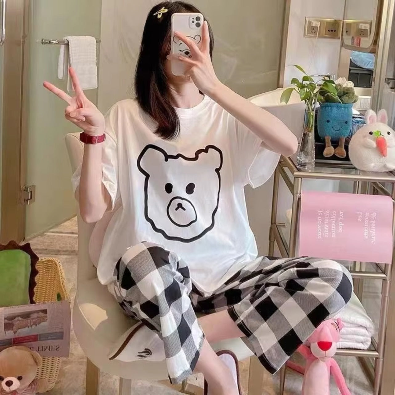 New Printed Fashion Sleepwear T-shirt & Pants for Girls