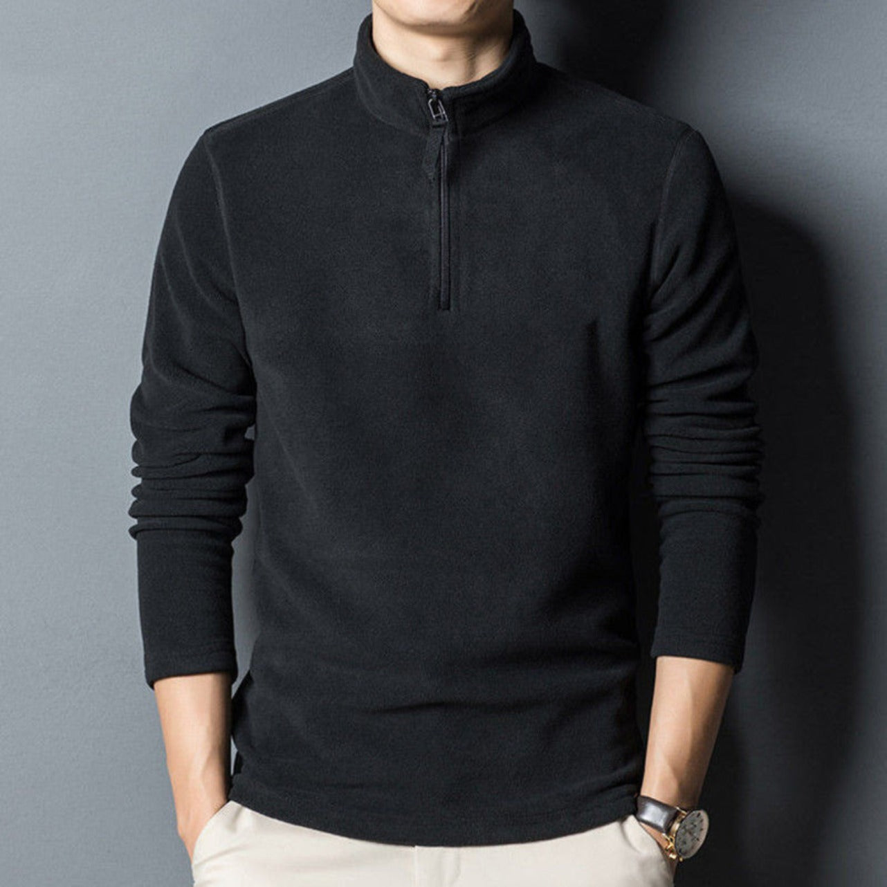 Solid Color Full Sleeve Turtleneck Fashion Pullover for Men