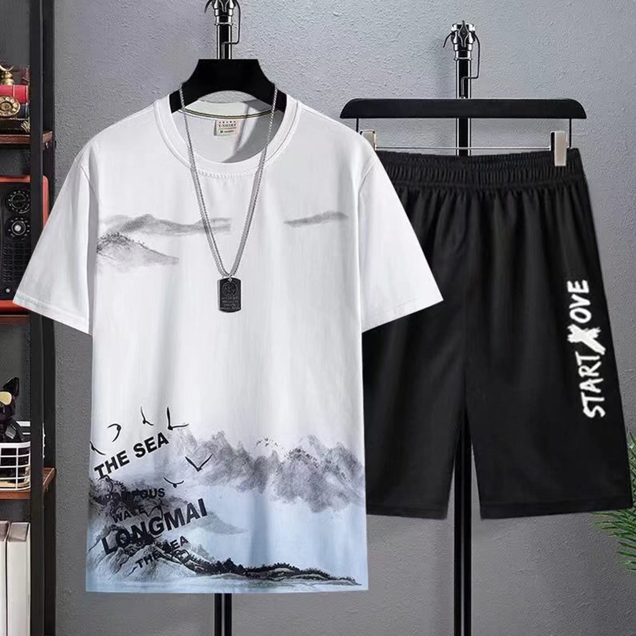 New Trendy Round Neck Graphic Printed T-Shirt & Shorts for Men