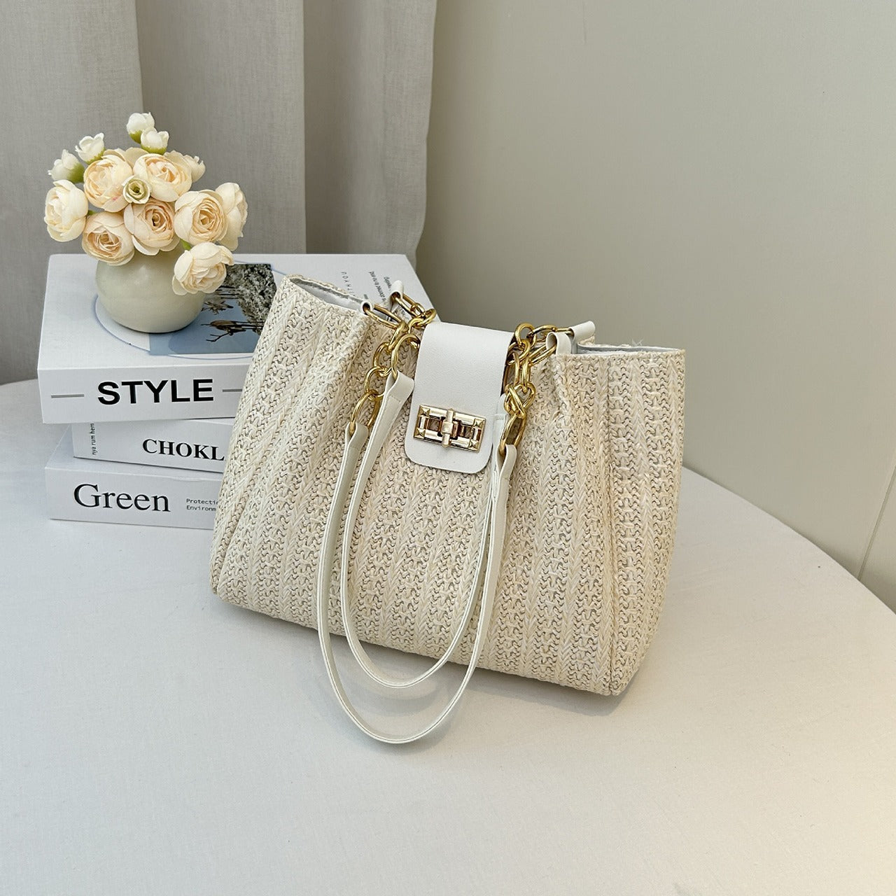 Woven Large Capacity Hand Shoulder Bag for Women